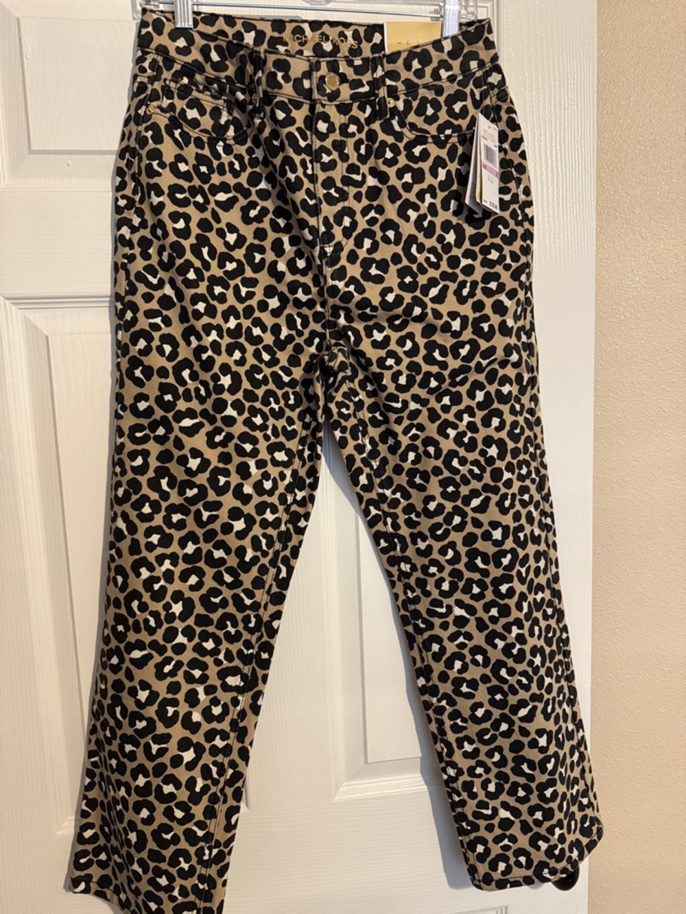 Michael Kors Leopard Print Pants in Black and Tan